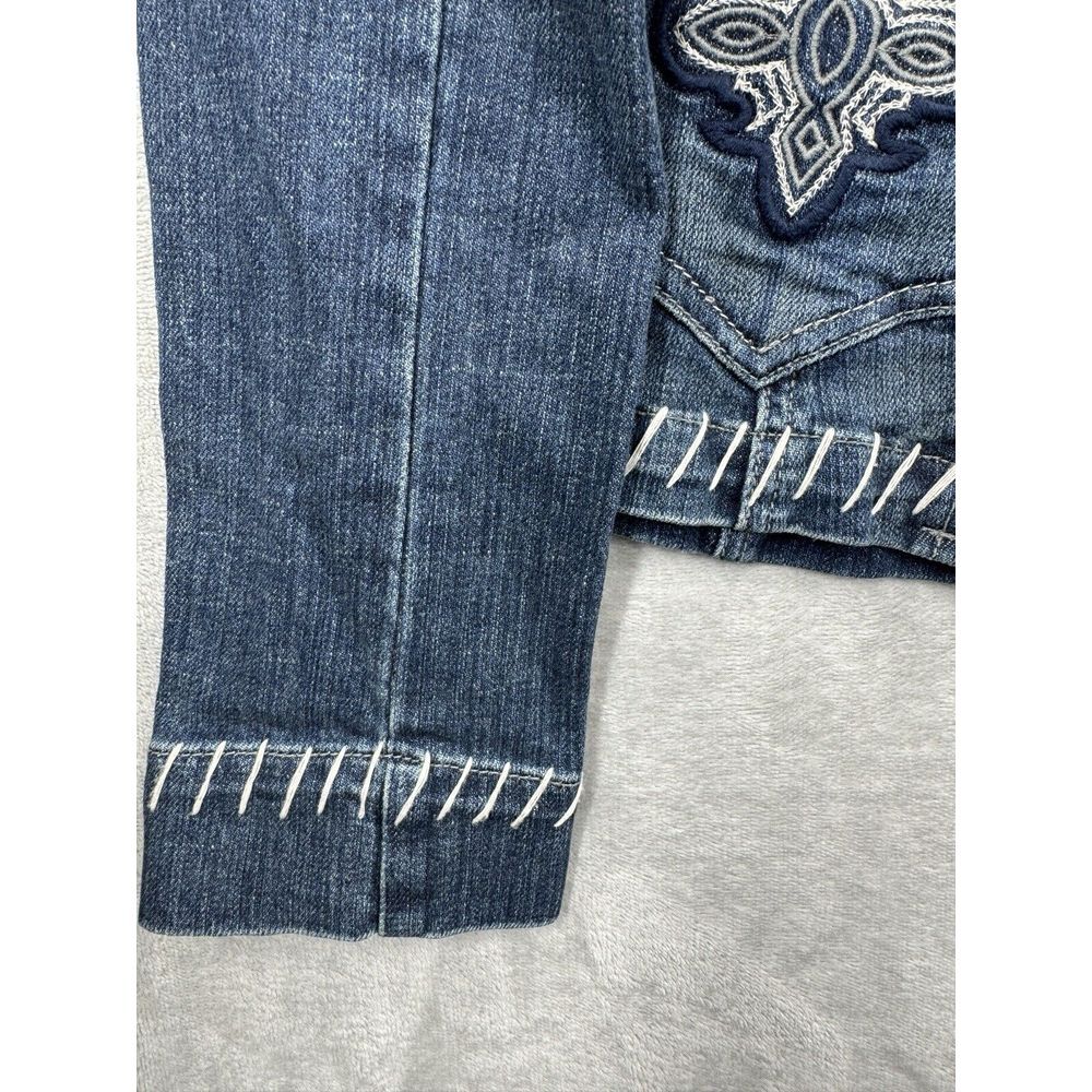 Cache Y2K Jean Jacket Women's Size 2 Blue Denim Embroidered - Picture 4 of 10